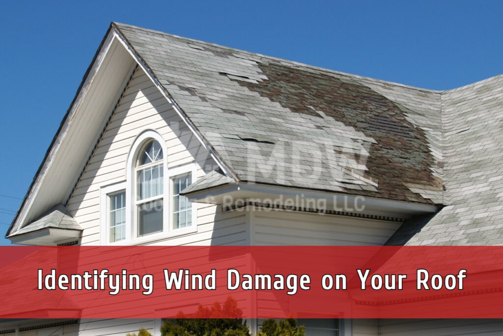 Wind damaged roof in Houston